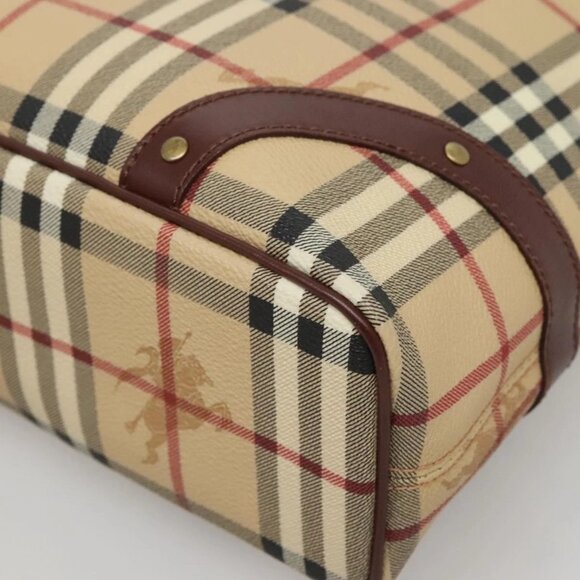 BURBERRY Nova Check Hand Bag PVC Beige Auth 122977 - Picture 4 of 16